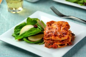 Pumpkin Lasagna with Bolognese, Kale, & Mozzarella