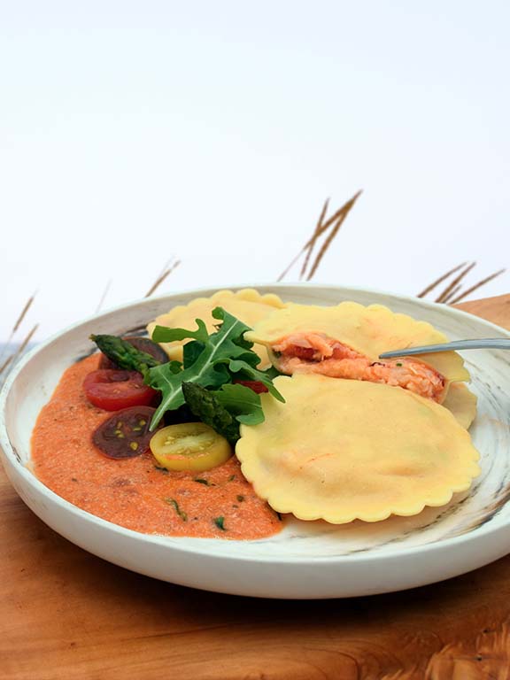 Basil Ravioli Recipe with Creamy Shallot Sauce