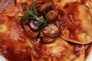 Vegan Impossible Foods™ Ravioli with Rich Mushroom Demi-Glaçe